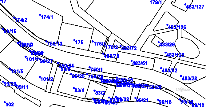 Parcela st. 483/78 v KÚ Březno u Chomutova, Katastrální mapa