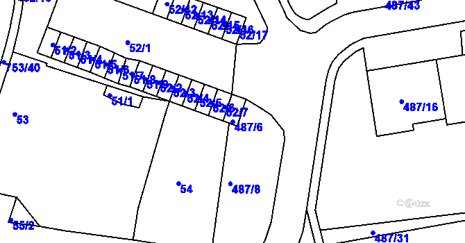 Parcela st. 487/6 v KÚ Březno u Chomutova, Katastrální mapa