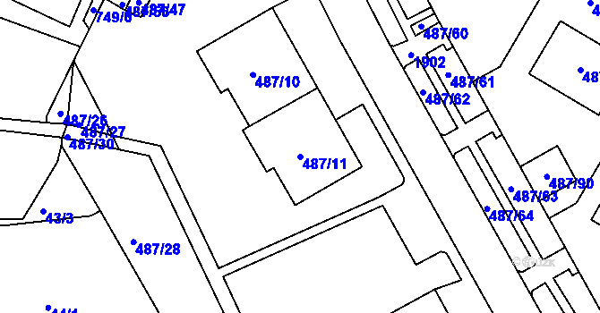 Parcela st. 487/11 v KÚ Březno u Chomutova, Katastrální mapa