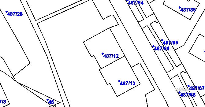 Parcela st. 487/12 v KÚ Březno u Chomutova, Katastrální mapa