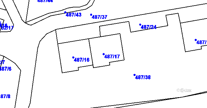 Parcela st. 487/17 v KÚ Březno u Chomutova, Katastrální mapa