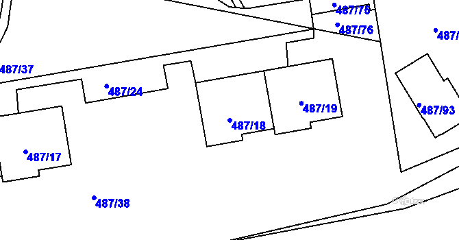 Parcela st. 487/18 v KÚ Březno u Chomutova, Katastrální mapa