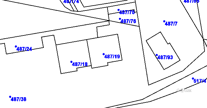 Parcela st. 487/19 v KÚ Březno u Chomutova, Katastrální mapa