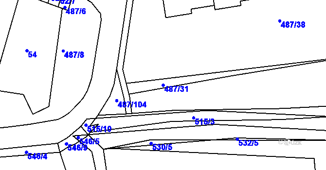 Parcela st. 487/31 v KÚ Březno u Chomutova, Katastrální mapa