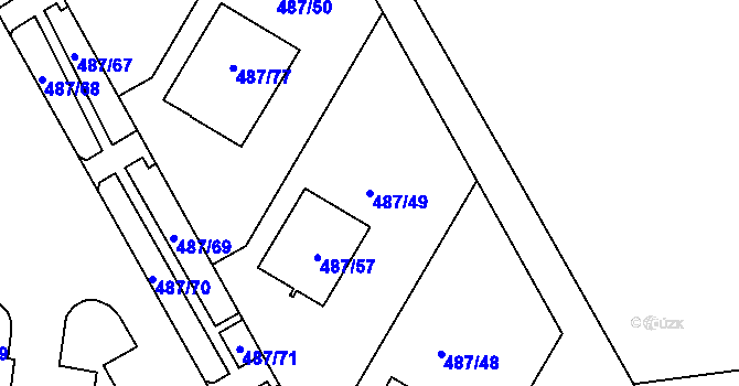 Parcela st. 487/49 v KÚ Březno u Chomutova, Katastrální mapa
