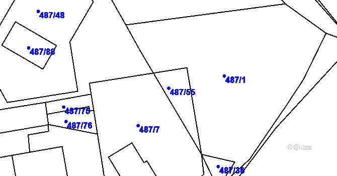Parcela st. 487/55 v KÚ Březno u Chomutova, Katastrální mapa