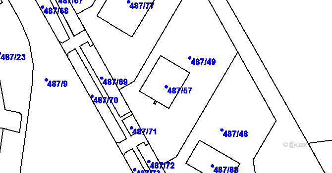 Parcela st. 487/57 v KÚ Březno u Chomutova, Katastrální mapa