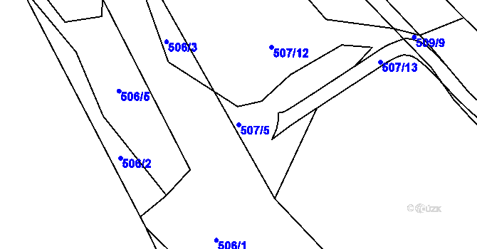Parcela st. 507/5 v KÚ Březno u Chomutova, Katastrální mapa