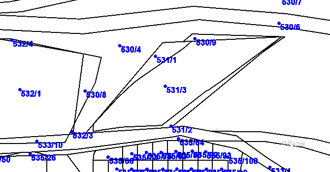 Parcela st. 531/3 v KÚ Březno u Chomutova, Katastrální mapa