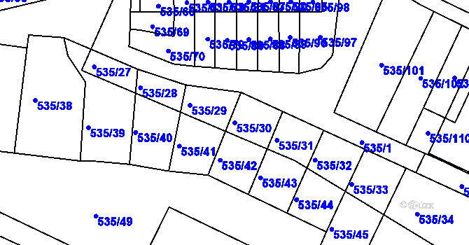Parcela st. 535/30 v KÚ Březno u Chomutova, Katastrální mapa
