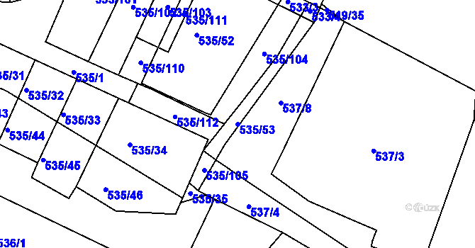 Parcela st. 535/53 v KÚ Březno u Chomutova, Katastrální mapa