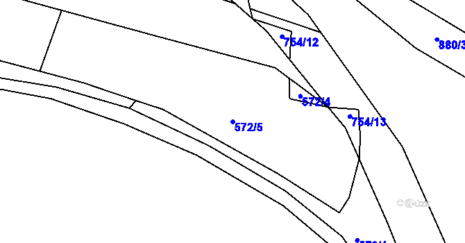 Parcela st. 572/5 v KÚ Březno u Chomutova, Katastrální mapa