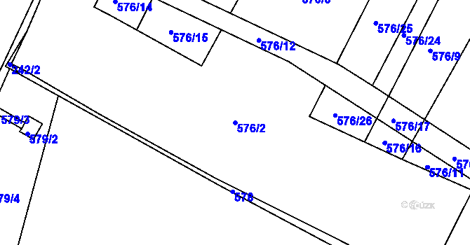 Parcela st. 576/2 v KÚ Březno u Chomutova, Katastrální mapa