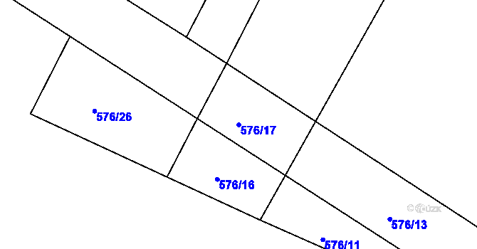 Parcela st. 576/17 v KÚ Březno u Chomutova, Katastrální mapa