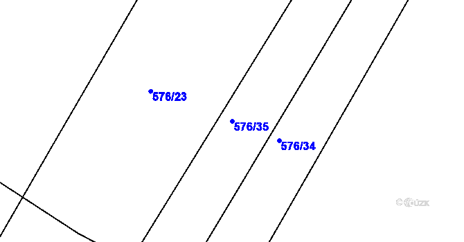 Parcela st. 576/35 v KÚ Březno u Chomutova, Katastrální mapa