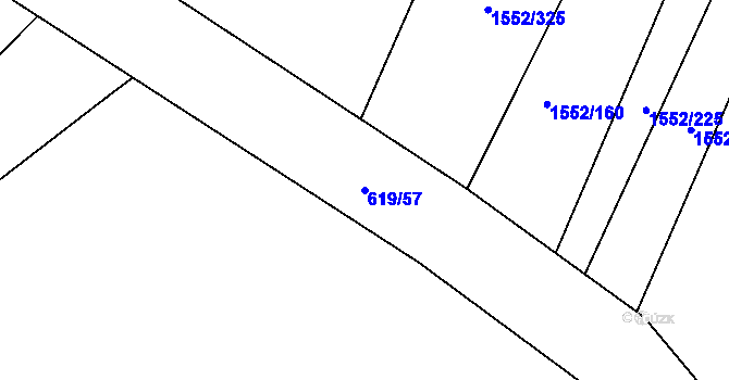 Parcela st. 619/57 v KÚ Březno u Chomutova, Katastrální mapa