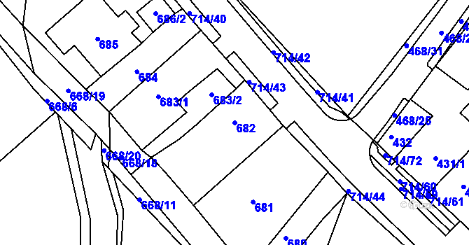 Parcela st. 682 v KÚ Březno u Chomutova, Katastrální mapa