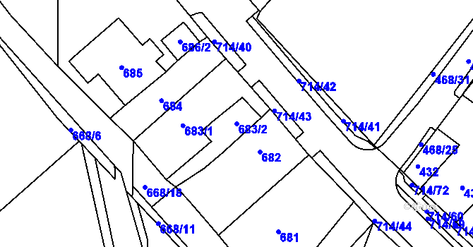 Parcela st. 683/2 v KÚ Březno u Chomutova, Katastrální mapa