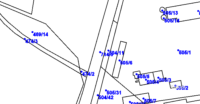 Parcela st. 714/5 v KÚ Březno u Chomutova, Katastrální mapa