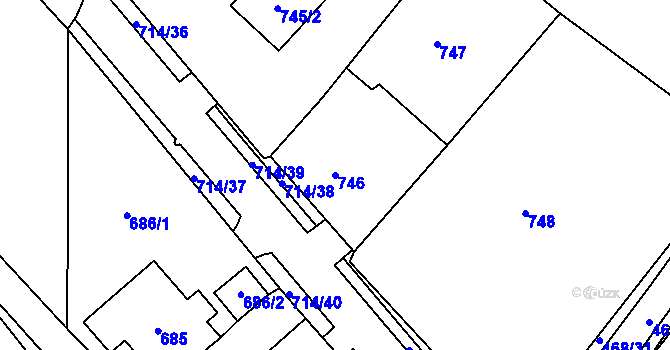 Parcela st. 746 v KÚ Březno u Chomutova, Katastrální mapa