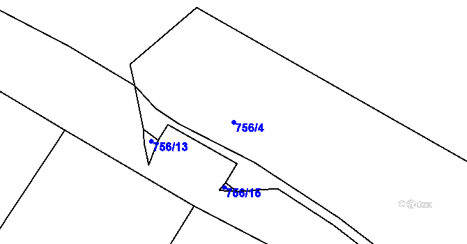 Parcela st. 756/4 v KÚ Březno u Chomutova, Katastrální mapa