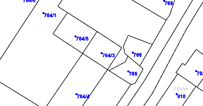 Parcela st. 764/3 v KÚ Březno u Chomutova, Katastrální mapa