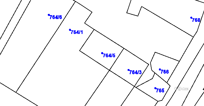 Parcela st. 764/5 v KÚ Březno u Chomutova, Katastrální mapa
