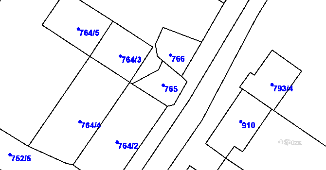 Parcela st. 765 v KÚ Březno u Chomutova, Katastrální mapa