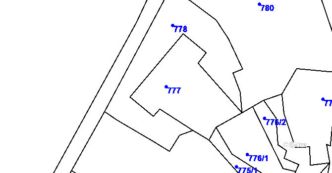 Parcela st. 777 v KÚ Březno u Chomutova, Katastrální mapa