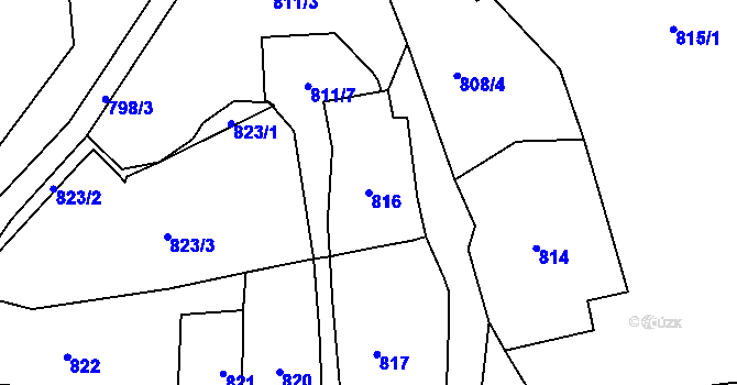 Parcela st. 816 v KÚ Březno u Chomutova, Katastrální mapa