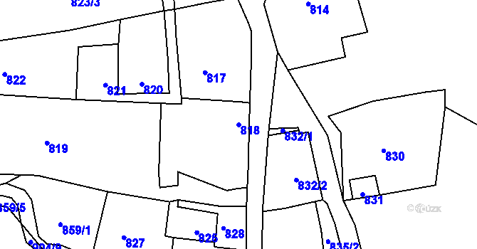 Parcela st. 818 v KÚ Březno u Chomutova, Katastrální mapa