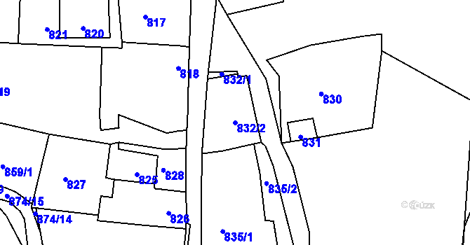Parcela st. 832/2 v KÚ Březno u Chomutova, Katastrální mapa