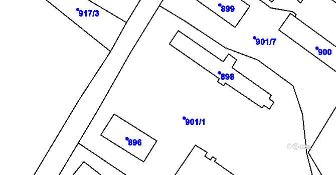 Parcela st. 901/1 v KÚ Březno u Chomutova, Katastrální mapa
