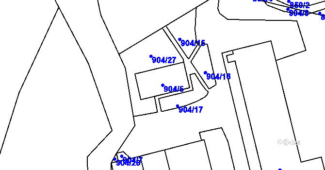 Parcela st. 904/5 v KÚ Březno u Chomutova, Katastrální mapa