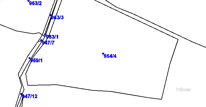 Parcela st. 954/4 v KÚ Březno u Chomutova, Katastrální mapa