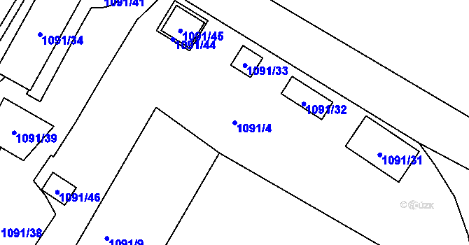 Parcela st. 1091/4 v KÚ Březno u Chomutova, Katastrální mapa