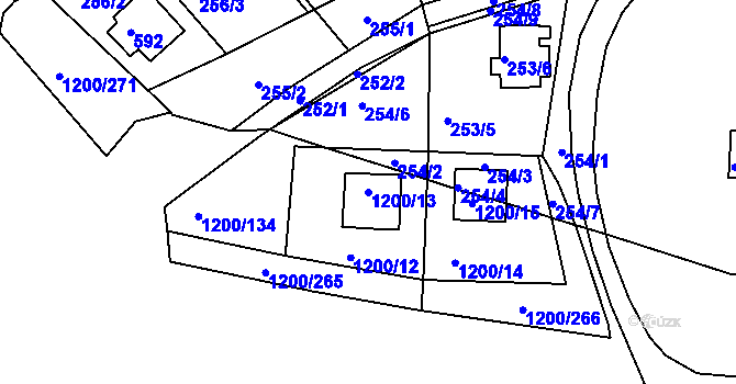 Parcela st. 1200/13 v KÚ Březno u Chomutova, Katastrální mapa