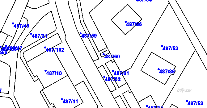 Parcela st. 487/60 v KÚ Březno u Chomutova, Katastrální mapa