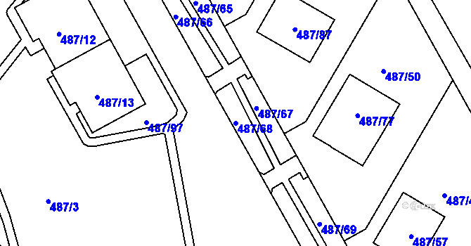 Parcela st. 487/68 v KÚ Březno u Chomutova, Katastrální mapa