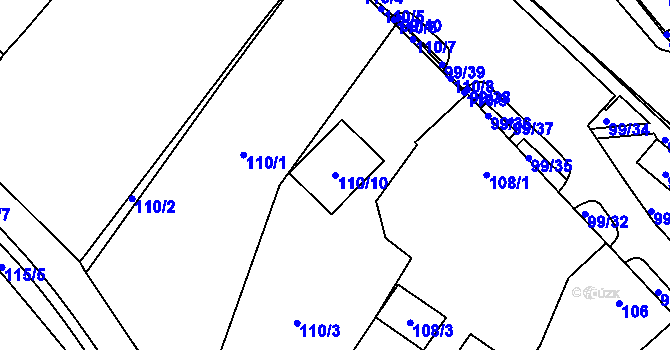 Parcela st. 110/10 v KÚ Březno u Chomutova, Katastrální mapa