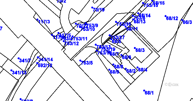 Parcela st. 753/18 v KÚ Březno u Chomutova, Katastrální mapa