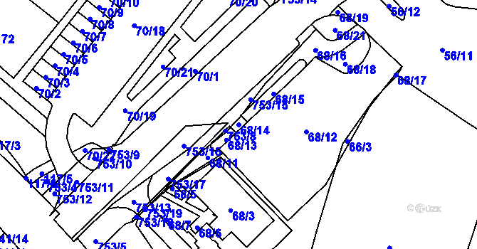 Parcela st. 68/14 v KÚ Březno u Chomutova, Katastrální mapa