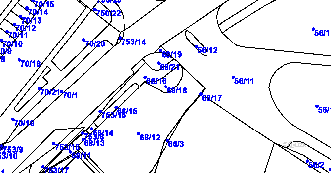 Parcela st. 68/18 v KÚ Březno u Chomutova, Katastrální mapa