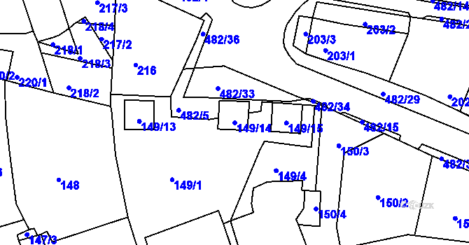 Parcela st. 149/14 v KÚ Březno u Chomutova, Katastrální mapa