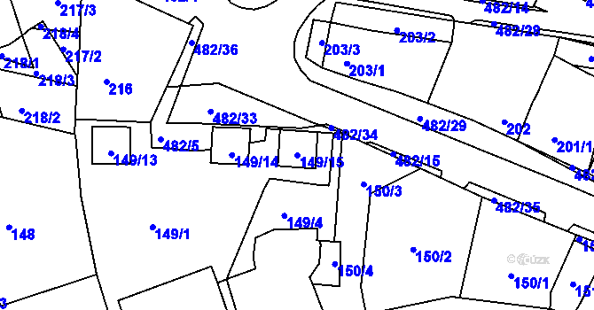 Parcela st. 149/15 v KÚ Březno u Chomutova, Katastrální mapa