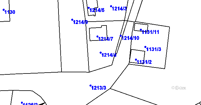 Parcela st. 1214/4 v KÚ Březno u Chomutova, Katastrální mapa