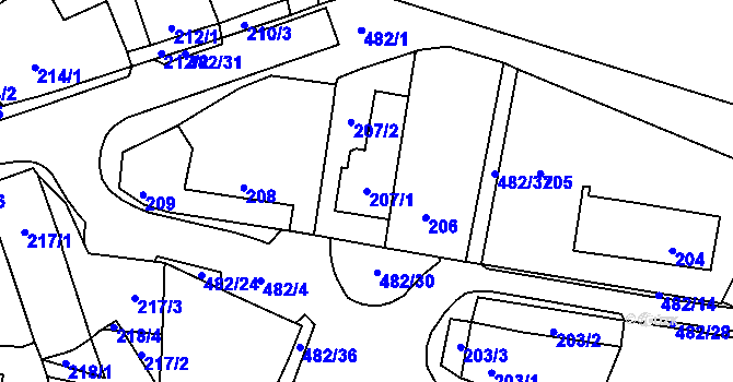 Parcela st. 207/1 v KÚ Březno u Chomutova, Katastrální mapa