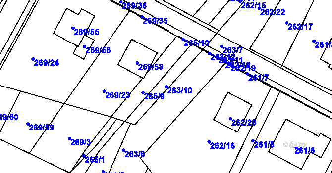 Parcela st. 263/10 v KÚ Březno u Chomutova, Katastrální mapa