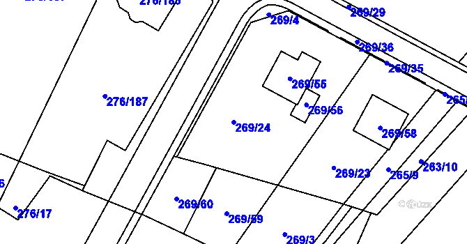 Parcela st. 269/24 v KÚ Březno u Chomutova, Katastrální mapa