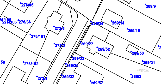 Parcela st. 269/27 v KÚ Březno u Chomutova, Katastrální mapa